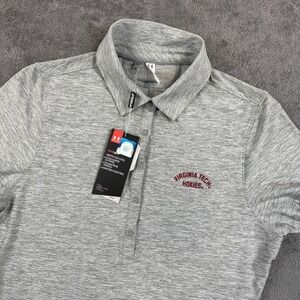 Virginia Tech Hokies Polo Shirt Womens Medium Gray NCAA HeatGear Under Armour